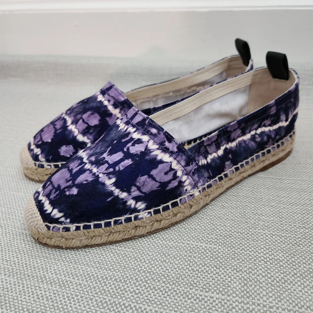 Altuzarra Kenda Size 41 Tie Dye Print Canvas Espadrille Loafer Berry Blue